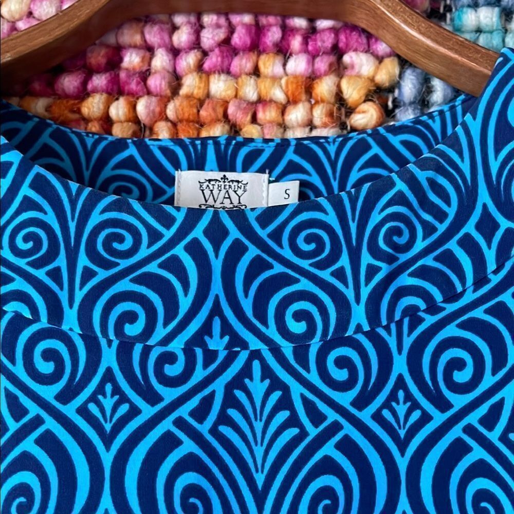 Blue Patterned Sleeveless Dress - Picture 3 of 5